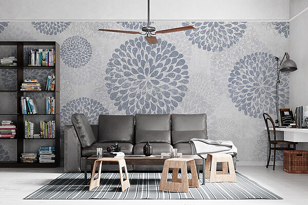 Papier peint avec des cercles et des fleurs Papier peint avec des cercles et des fleurs