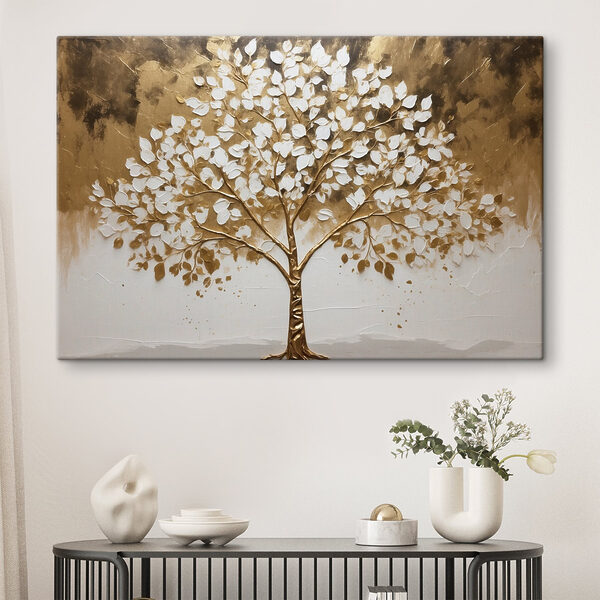 Peinture d'un arbre aux feuilles blanches Peinture d'un arbre aux feuilles blanches