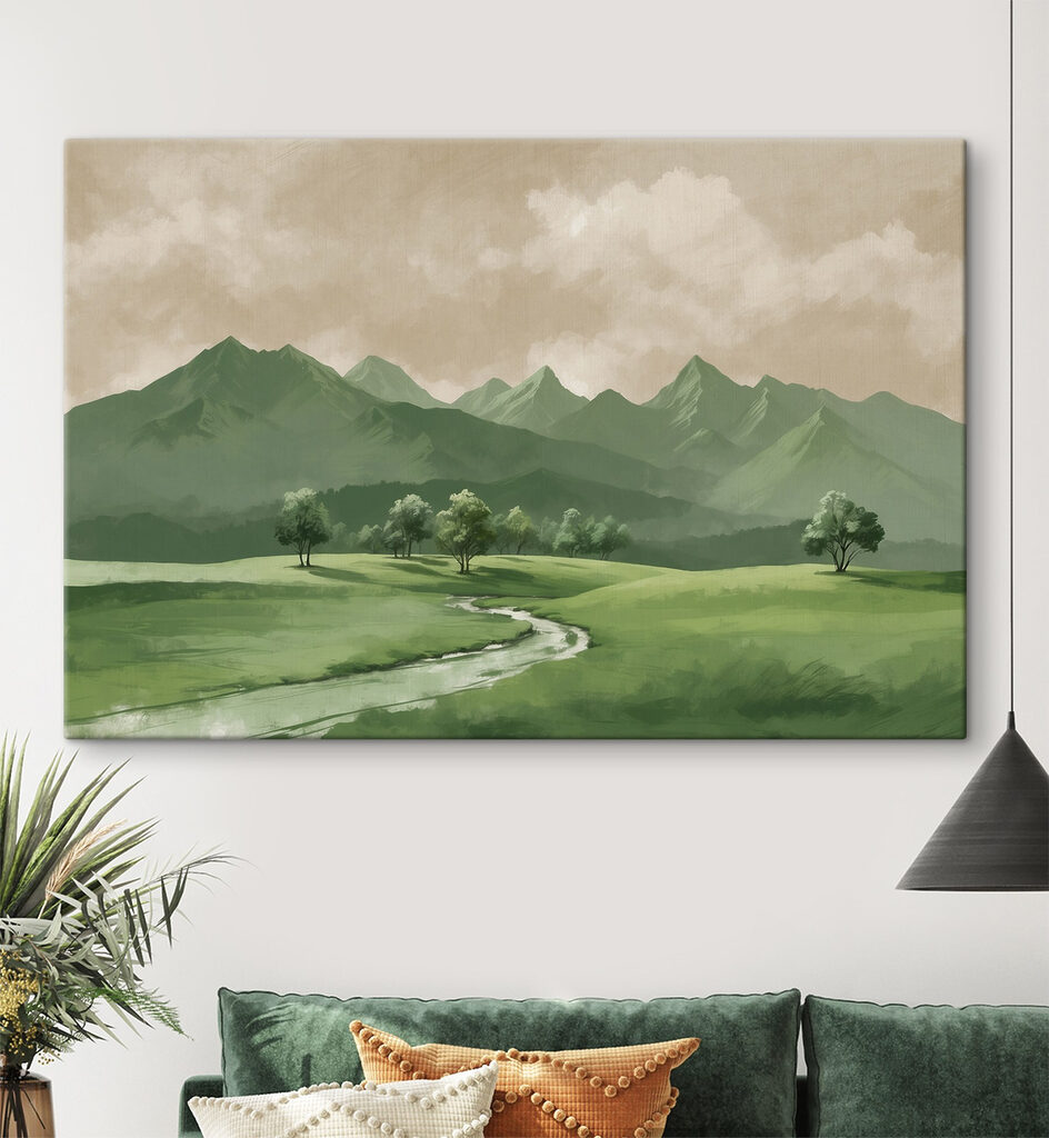 River running through a valley with trees and mountains