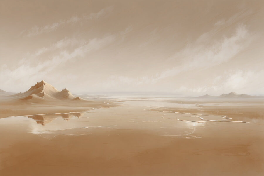 Désert de sable avec des montagnes au loin