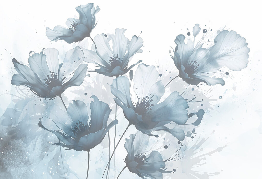 Groupe de fleurs aux couleurs bleu et blanc Groupe de fleurs aux couleurs bleu et blanc