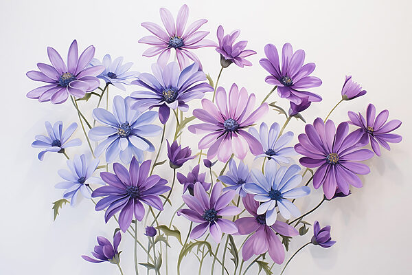 Groupe de fleurs violettes et bleues Groupe de fleurs violettes et bleues