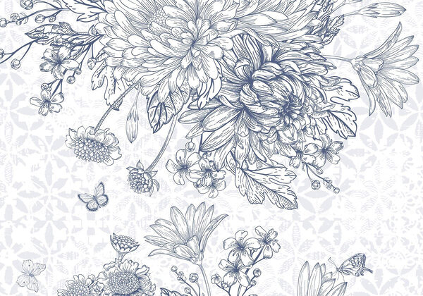 Illustration florale avec de délicats papillons Illustration florale avec de délicats papillons