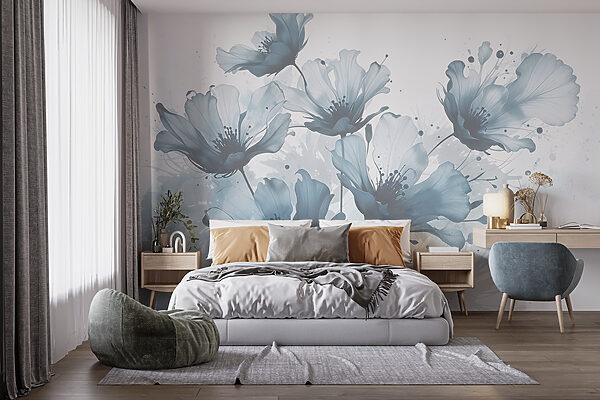 Groupe de fleurs aux couleurs bleu et blanc Groupe de fleurs aux couleurs bleu et blanc
