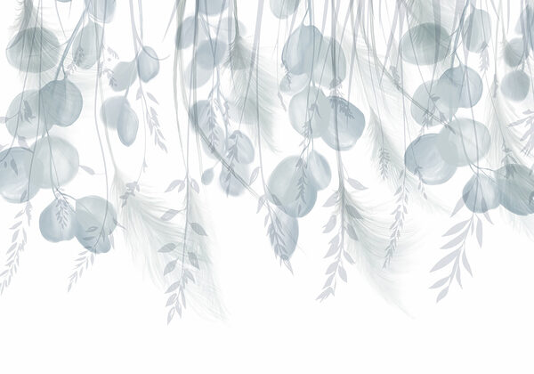 Fond blanc et gris avec plumes et fleurs Fond blanc et gris avec plumes et fleurs