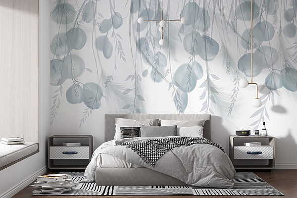 Fond blanc et gris avec plumes et fleurs Fond blanc et gris avec plumes et fleurs