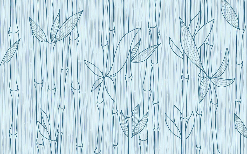 Dessin en ligne bleue d'un bambou Dessin en ligne bleue d'un bambou