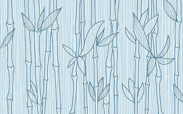 Dessin en ligne bleue d'un bambou Dessin en ligne bleue d'un bambou