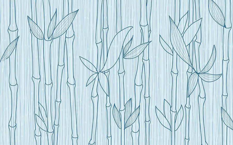 Papier peint Dessin en ligne bleue d'un bambou – Image 3