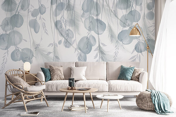 Fond blanc et gris avec plumes et fleurs Fond blanc et gris avec plumes et fleurs