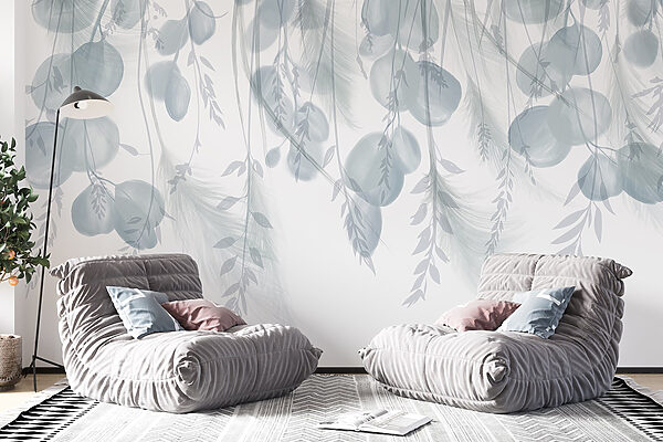 Fond blanc et gris avec plumes et fleurs Fond blanc et gris avec plumes et fleurs