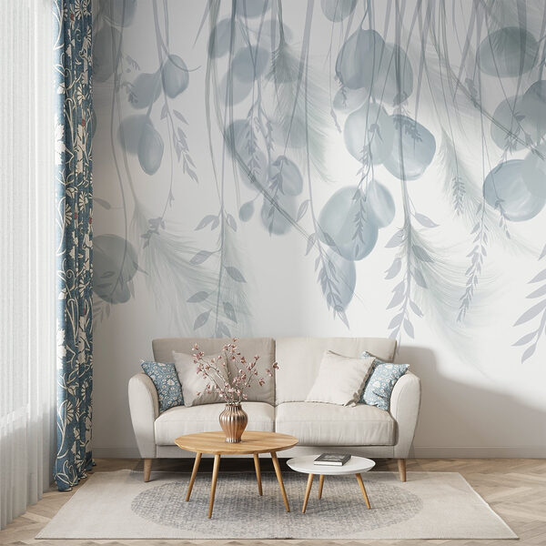 Fond blanc et gris avec plumes et fleurs Fond blanc et gris avec plumes et fleurs