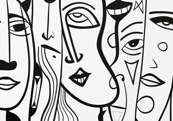 Dessin de visages en noir et blanc Dessin de visages en noir et blanc