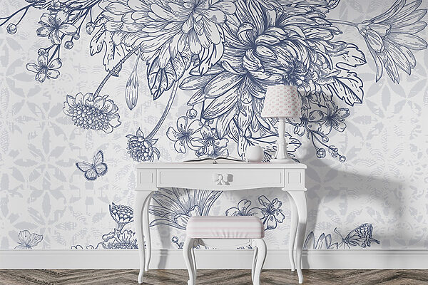 Illustration florale avec de délicats papillons Illustration florale avec de délicats papillons