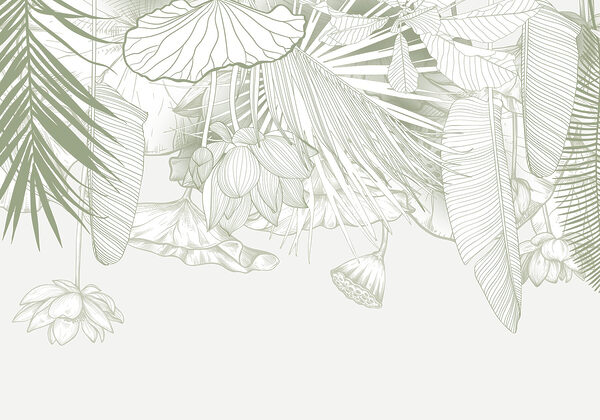 Délicat dessin au trait de la flore tropicale Délicat dessin au trait de la flore tropicale