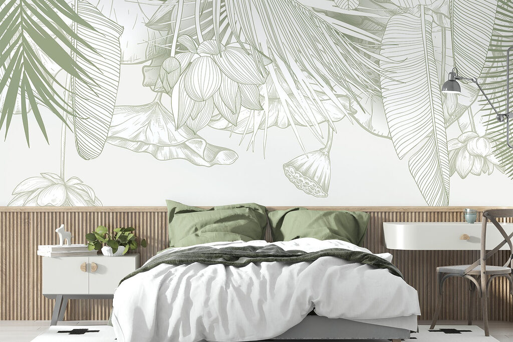 Delicate line art of tropical flora Delicate line art of tropical flora