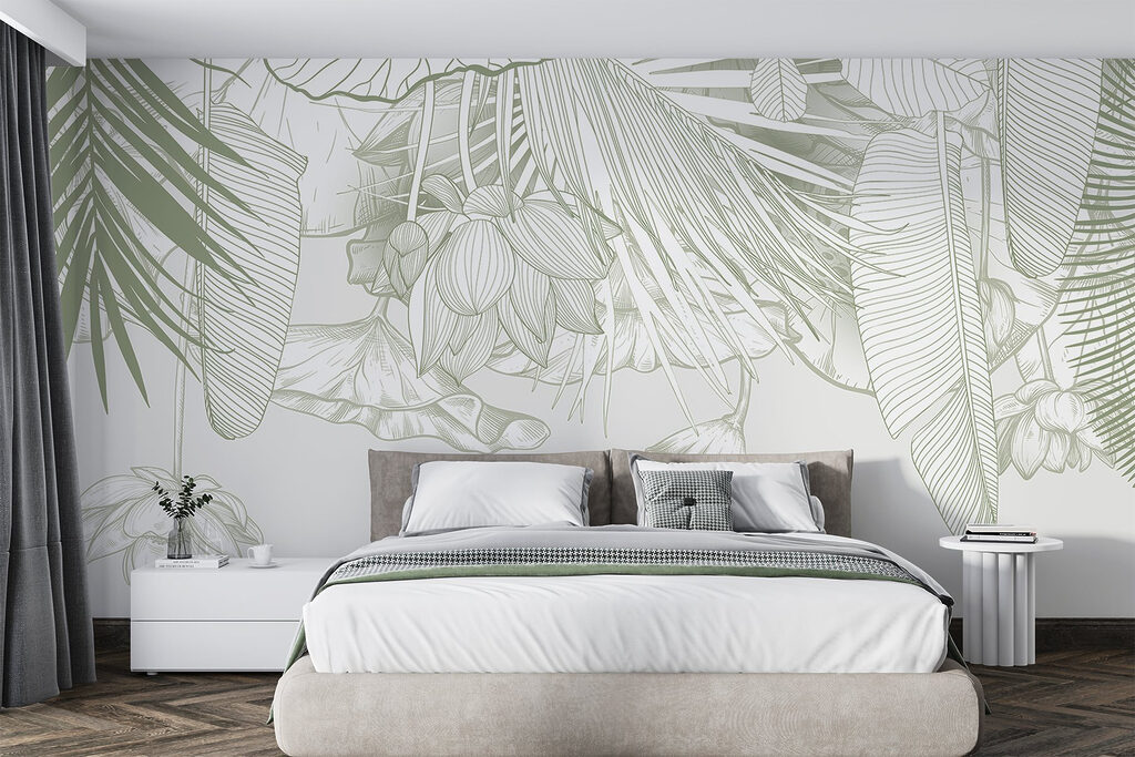 Delicate line art of tropical flora Delicate line art of tropical flora