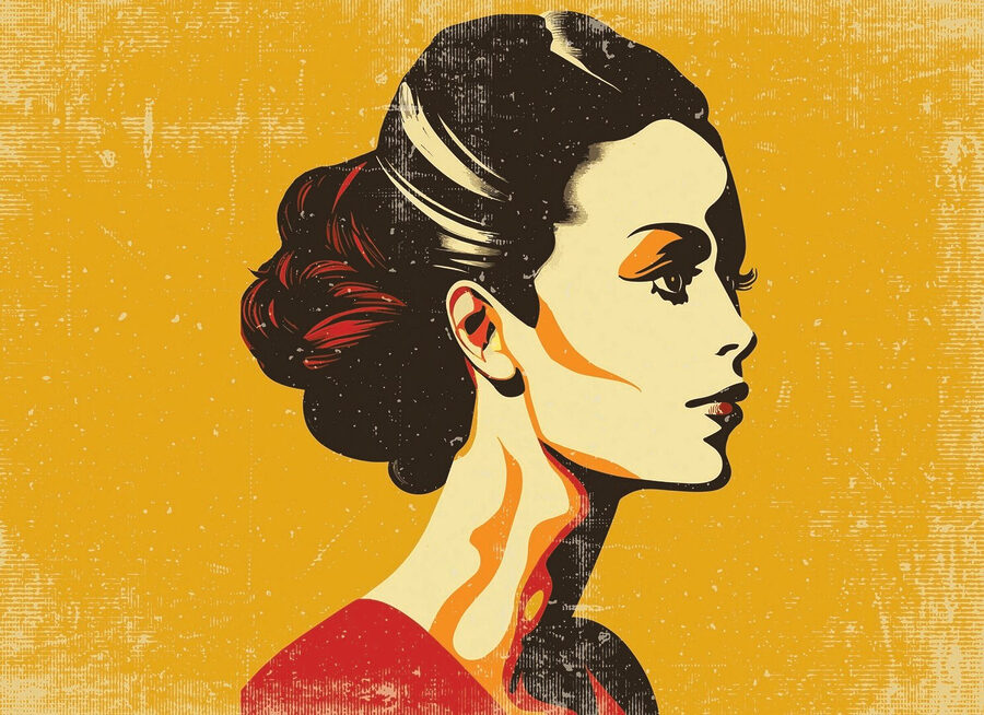 Femme avec un chignon