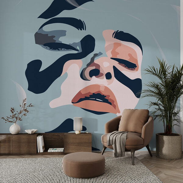 Visage de femme peint en noir et bleu Visage de femme peint en noir et bleu