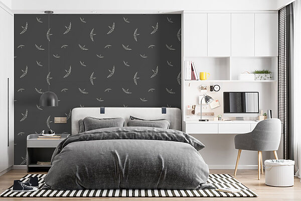 Motif d'oiseaux blancs sur fond noir Motif d'oiseaux blancs sur fond noir