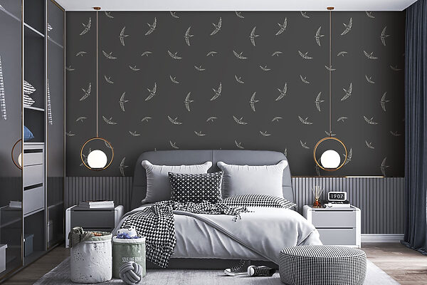 Motif d'oiseaux blancs sur fond noir Motif d'oiseaux blancs sur fond noir