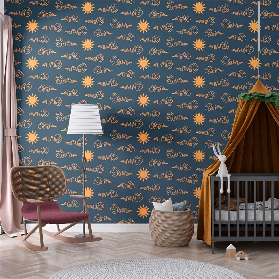 Motif des nuages et du soleil