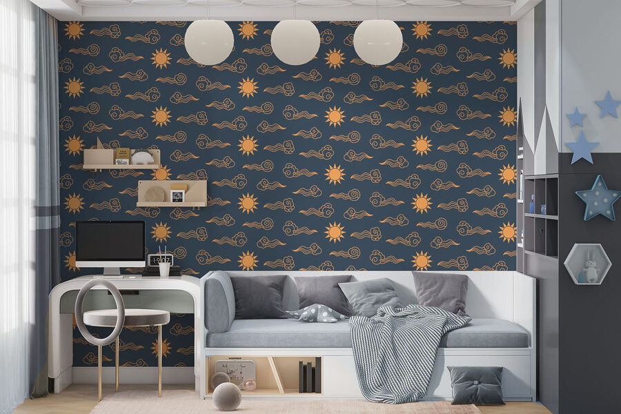Motif des nuages et du soleil