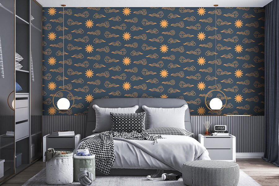 Motif des nuages et du soleil