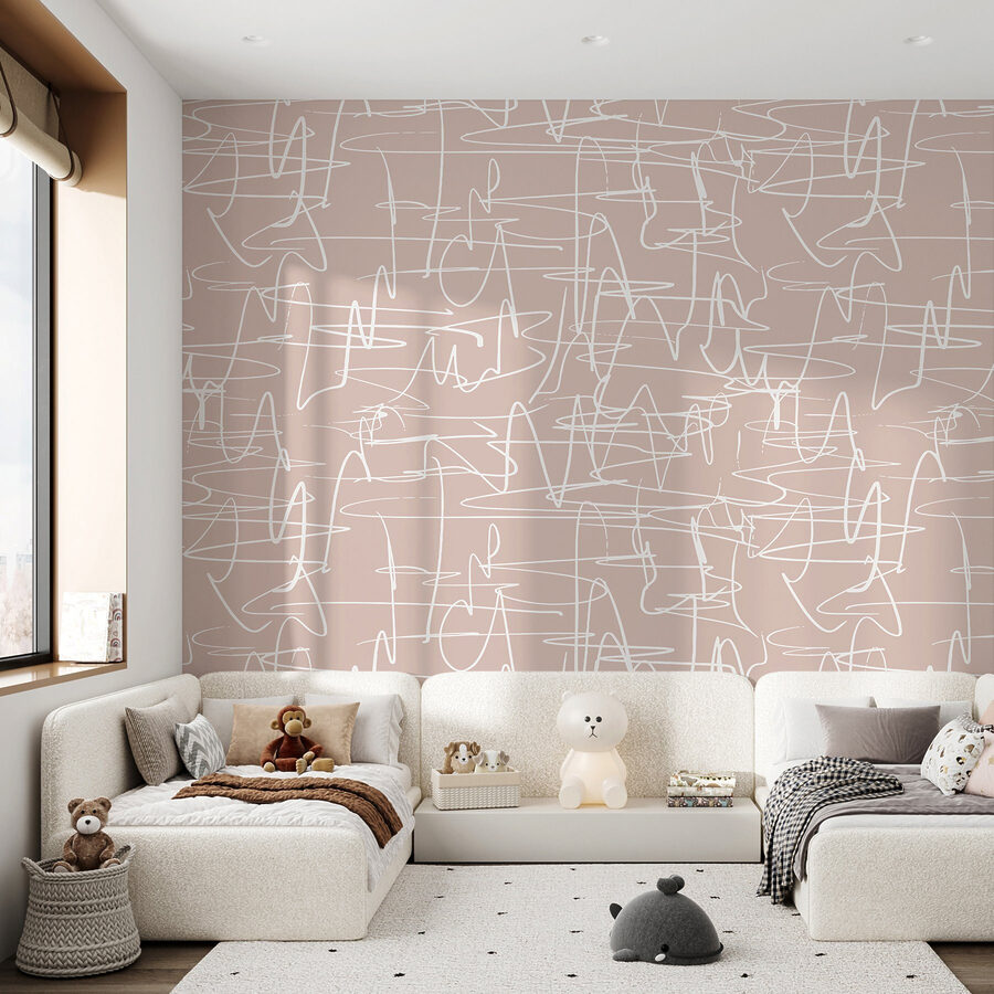 Lignes blanches sur fond rose
