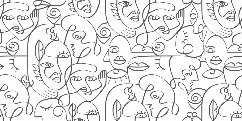 Motif de visages noirs et blancs Motif de visages noirs et blancs