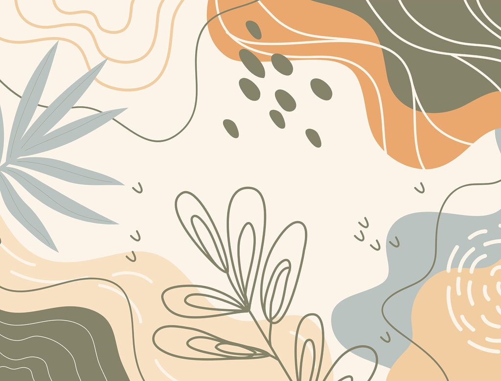Motif coloré avec des feuilles et des formes Motif coloré avec des feuilles et des formes