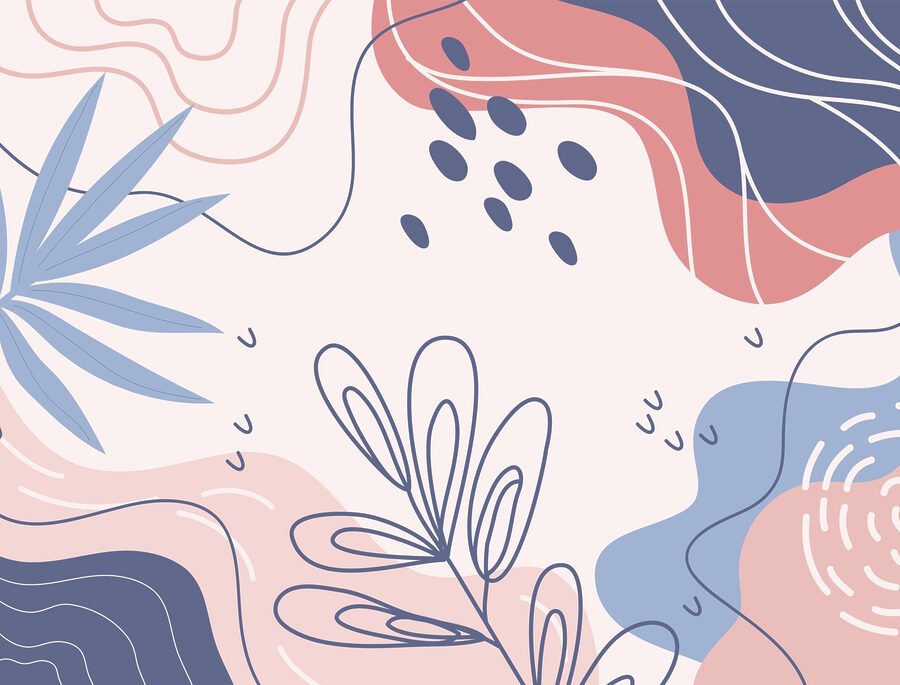 Motif coloré avec des feuilles et des formes