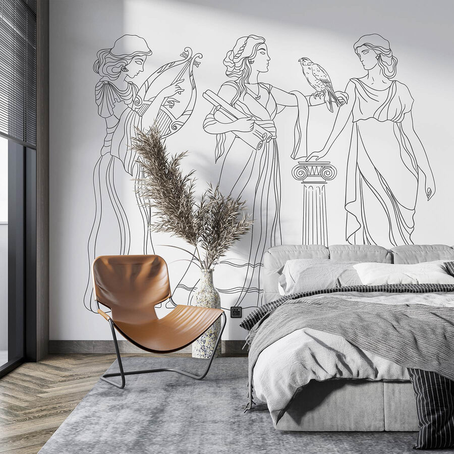 Dessin au trait de femmes en robe