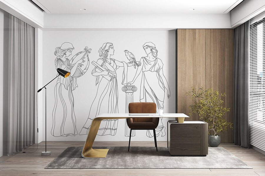 Dessin au trait de femmes en robe