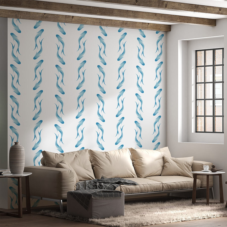 Motif de poisson bleu