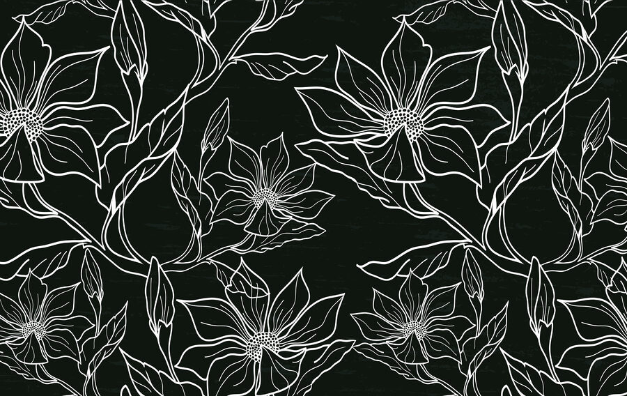 Motif floral noir et blanc