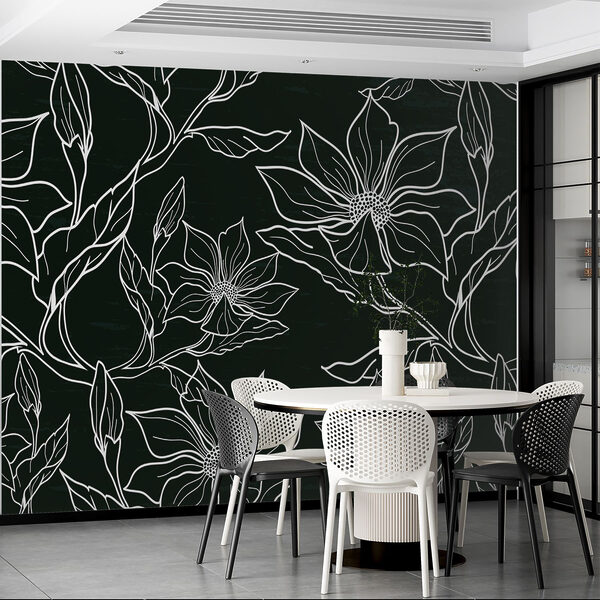 Motif floral noir et blanc Motif floral noir et blanc