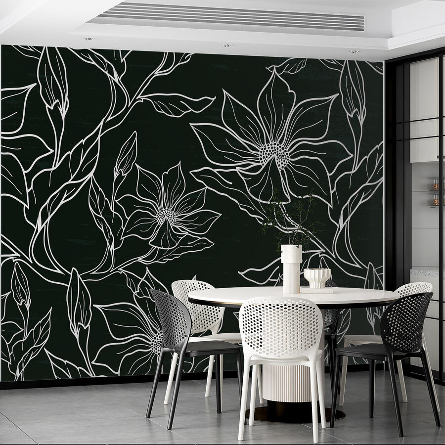 Motif floral noir et blanc