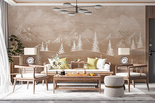 Paysage avec arbres et montagnes Paysage avec arbres et montagnes