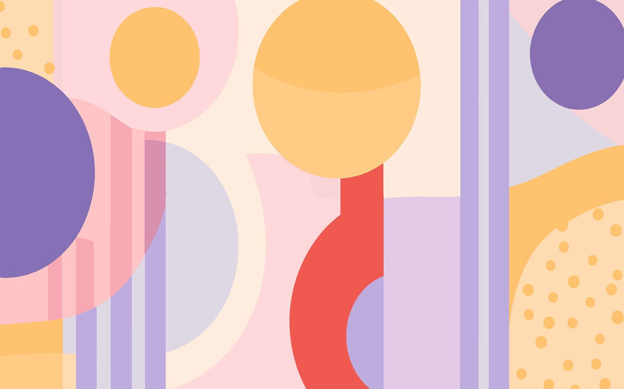 Œuvre d'art colorée avec des cercles et des cercles