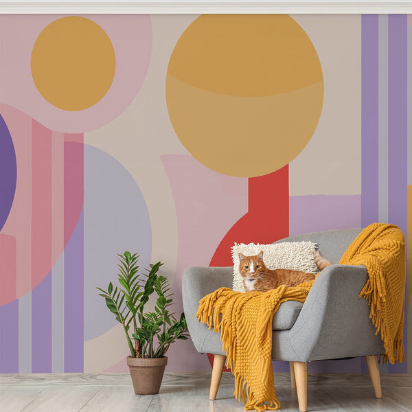 Papier peint Papier peint Œuvre d'art colorée avec des cercles et des cercles (UGS : w02028)