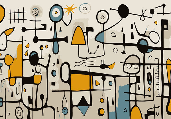 Œuvre d'art colorée avec des personnes et des formes Œuvre d'art colorée avec des personnes et des formes