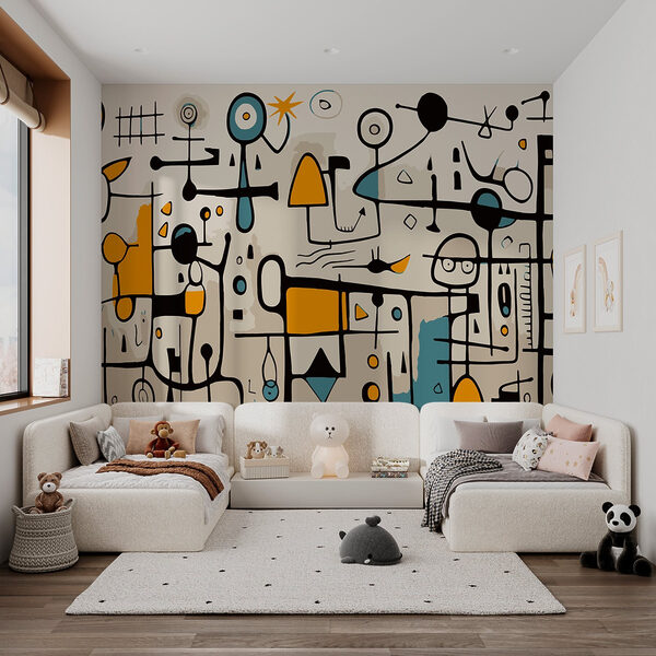 Œuvre d'art colorée avec des personnes et des formes Œuvre d'art colorée avec des personnes et des formes