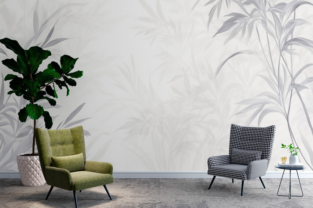 White background with leaves