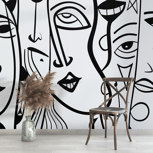 Dessin de visages en noir et blanc Dessin de visages en noir et blanc