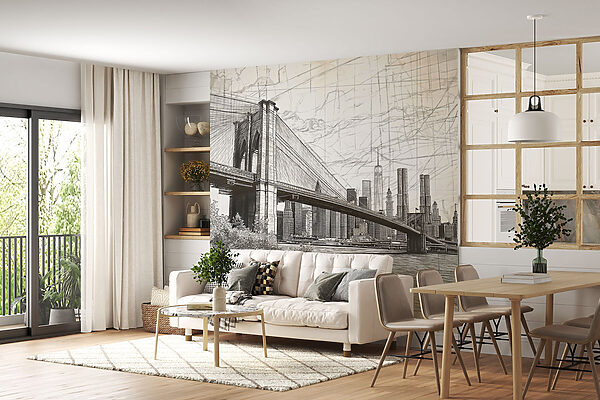 Dessin d'un pont et d'une ville Dessin d'un pont et d'une ville