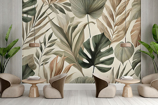 Papier peint avec des feuilles Papier peint avec des feuilles