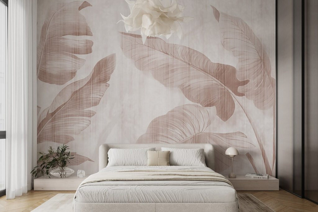 Soft tropical leaves on a muted background