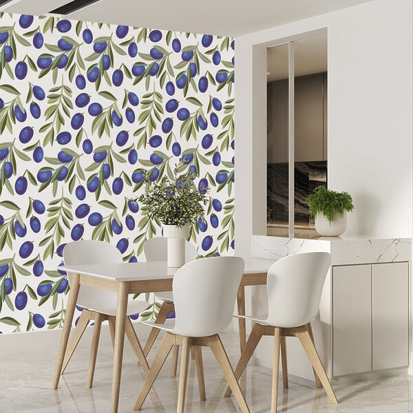 Motif de baies et de feuilles bleues Motif de baies et de feuilles bleues