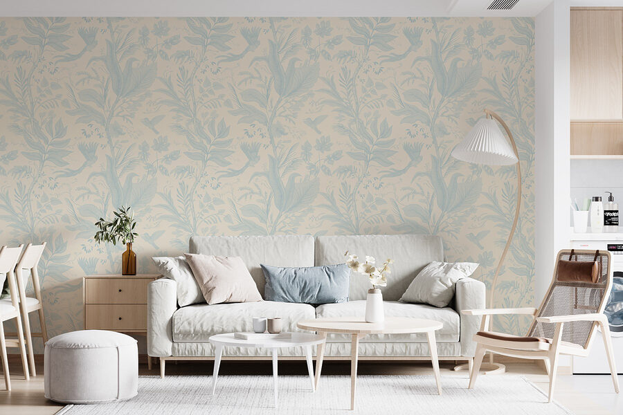 Motif de fleurs et d'oiseaux